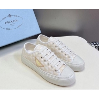 Luxurious Prada Fabric Triangle logo sneakers Light Beige 719133