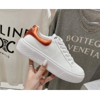 Best Grade Prada White leather sneakers with Orange Tab 719135