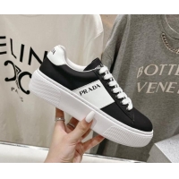 Trendy Design Prada leather sneakers with Web and Tab Black/White 719140