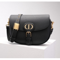 Newly Launched Dior Medium Dior Bobby Bag in Grained Calfskin M9319 Black/Gold 2024