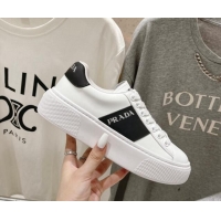 Perfect Prada White leather sneakers with Balck Web and Tab 719141