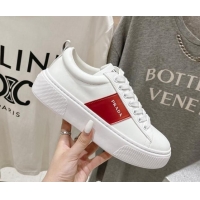 Sophisticated Prada White leather sneakers with Red Web 719142