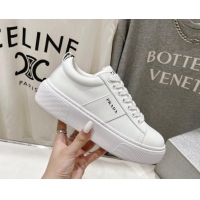 Trendy Design Prada White leather sneakers with White Web 719144