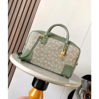 Super Quality Loewe Amazona 28 Medium Top Handle Bag in Jacquard and Calfskin L5005 Green 2024