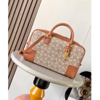 Good Looking Loewe Amazona 28 Medium Top Handle Bag in Jacquard and Calfskin L5005 Brown 2024