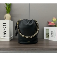 Top Quality Loewe Flamenco Purse Bucket bag in mellow nappa lambskin 012406 Black 2024