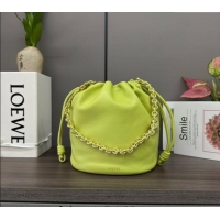 Luxury Discount Loewe Flamenco Purse Bucket bag in mellow nappa lambskin 012406 Meadow Green 2024