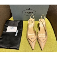 Purchase Prada Patent Saffiano Leather Slingback Pumps Nude 720010