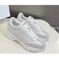 Top Design Celine Runner CR-02 Low Lace-up Sneakers in White Calfskin Leather White 322018