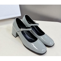 Hot Style Celine Patent Leather Mary Janes Pumps 6cm Grey 506005