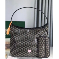 New Style Goyard Boheme Hobo Bag with Pink Heart 020223 Black 2024