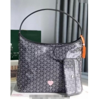 Top Grade Goyard Boheme Hobo Bag with Pink Heart 020223 Grey 2024