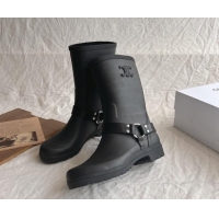 Good Quality Celine Mid Rain Boots in Rubber with Rubber Black 531140