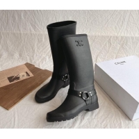 Best Grade Celine High Rain Boots in Rubber with Rubber Black 531142