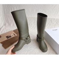 Low Price Celine High Rain Boots in Rubber with Rubber Green 531143