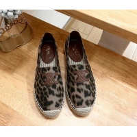 Classic Hot Celine Espadrilles Flats in Animal Print Brown 531163