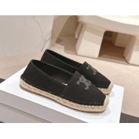 Stylish Celine Espadrilles Flats in Canvas Black 629042