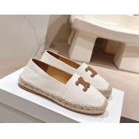 Discount Celine Espadrilles Flats in Canvas White 629043