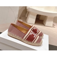 Charming Celine Les Espadrilles Flats in Triomphe Jacquard Canvas Rust Red 629045