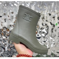 Lowest Price Celine Ankle Rain Boots in Rubber with Logo Green 719082