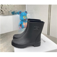 Stylish Celine Ankle Rain Boots in Rubber with Logo Black 719083