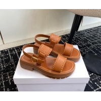 Grade Quality Celine Clea Triomphe Sandals in Calfskin Brown 719091