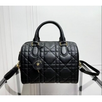 Best Wholesale Dior Groove 25 Boston Bag in Black Macrocannage Calfskin CD5118 2024