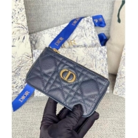 Hot Sell Dior 30 Montaigne Glycine Key Pouch in Grained Calfskin CD5120 Dark Blue 2024