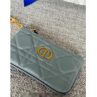 Top Quality Dior 30 Montaigne Glycine Key Pouch in Grained Calfskin CD5120 Dusty Blue 2024