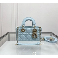 Original Cheap Dior Lady D-Joy Micro Bag in Cannage Lambskin 0806 Pale Blue 2024