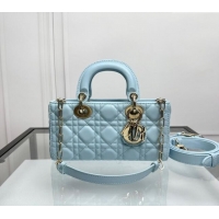 New Cheap Dior Lady D-Joy Small Bag in Cannage Lambskin M0806 Pale Blue 2024