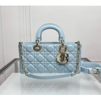 Modern Classic Dior Lady D-Joy Medium Bag in Cannage Lambskin L0806 Pale Blue 2024