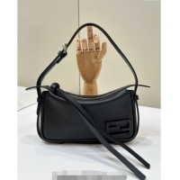 Top Quality Fendi Simply Mini Hobo bag in leather 8662S Black 2024