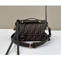 Grade Quality Fendi By The Way Medium Boston Bag in FF fabric 8665L Brown 2024