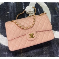 Top Quality Chanel Classic Grained Calfskin Medium Flap Bag A01112 Light Pink 2024