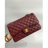 Good Taste Chanel Classic Grained Calfskin Medium Flap Bag A01112 Burgundy/Gold 2024