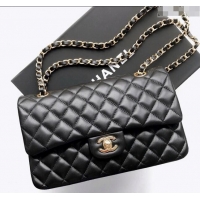 Unique Grade Chanel Lambskin Classic Medium Flap Bag A01112 Black/Gold