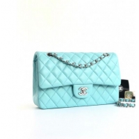 Good Quality Chanel Classic Lambskin Medium Flap Bag A01112 Tiffany Blue/Silver 2024