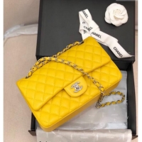 Buy Discount Chanel Classic Lambskin Medium Flap Bag A01112 Yellow/Silver 2024