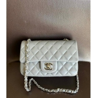 Reasonable Price Chanel Classic Lambskin Mini Flap Bag A01116 Light Grey/Silver 2024