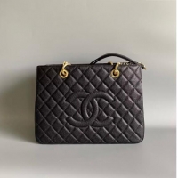 Classic Chanel Grand Shopping Tote GST Bag in Grained Calfskin CH7090 Black/Gold 2024