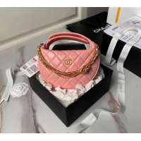 Big Discount Chanel Shiny Crumpled Calfskin Pouch with Knot Chain AP4058 Light Pink 2024