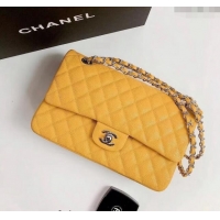 Luxury Discount Chanel Classic Iridescent Grained Calfskin Medium Flap Bag A01112 Yellow 2024