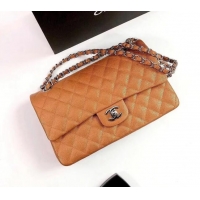 Market Sells Chanel Classic Iridescent Grained Calfskin Medium Flap Bag A01112 Brown/Silver 2024