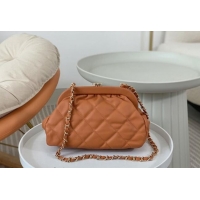 Cheap Price Chanel Lambskin Clutch with Chain AS4717 Light Brown 2024