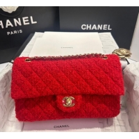 Big Discount Chanel Classic Tweed Medium Flap Bag A01112 Red 2024