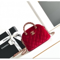 Top Grade Chanel Velvet Clutch with Chain and Top Handle AP3354 Red 2024