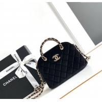 Modern Classic Chanel Velvet Clutch with Chain and Top Handle AP3354 Black 2024