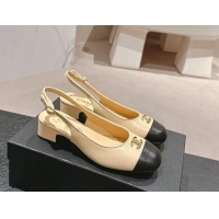 Purchase Chanel Calfskin Slingback Pumps 4cm with CC Beige 722066