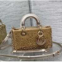 Top Grade Dior Lady D-Joy Micro Bag with Bead Embroidery D81306 Gold 2024